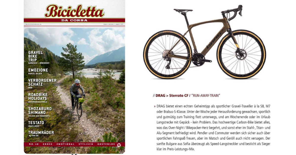 DRAG Sterrato CF hit the rankings at the german magazine Bicicletta da corsa