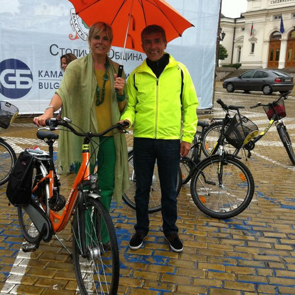 Princess Laurentien of the Netherlands rides a Drag bike in Sofia