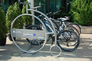 DRAG Bicycles stand at the entrance to Radisson Blu Sofia